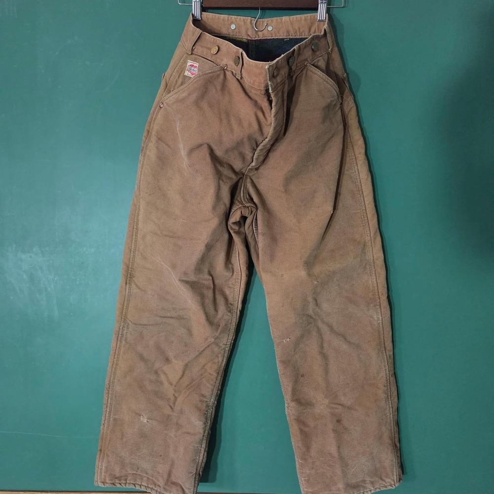 Vintage 1950s Carhartt Heart Tag Crotch Rivet Blanket Lined Work Pants 34x30